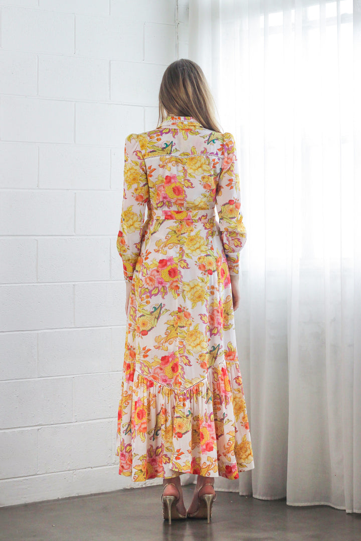 Trench Maxi Dress in Luminous Petal