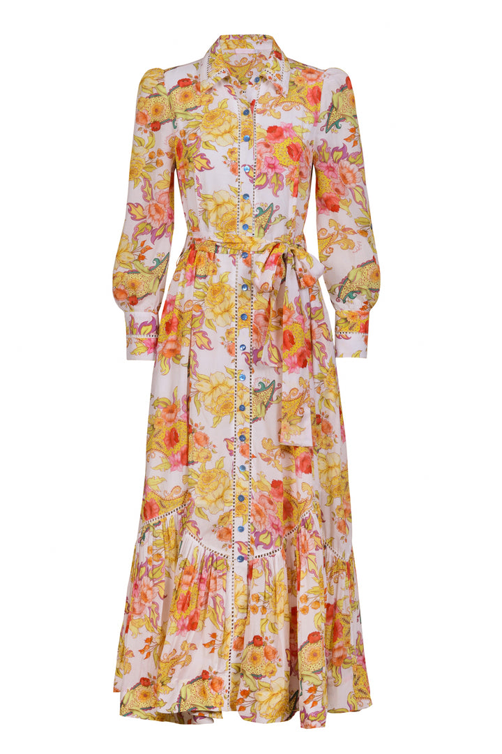 Trench Maxi Dress in Luminous Petal