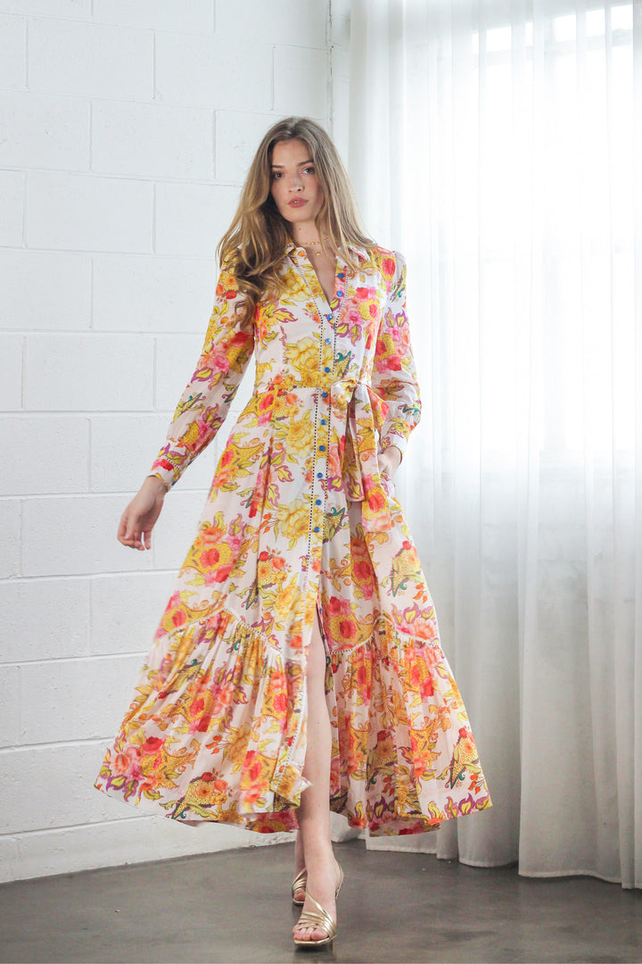 Trench Maxi Dress in Luminous Petal