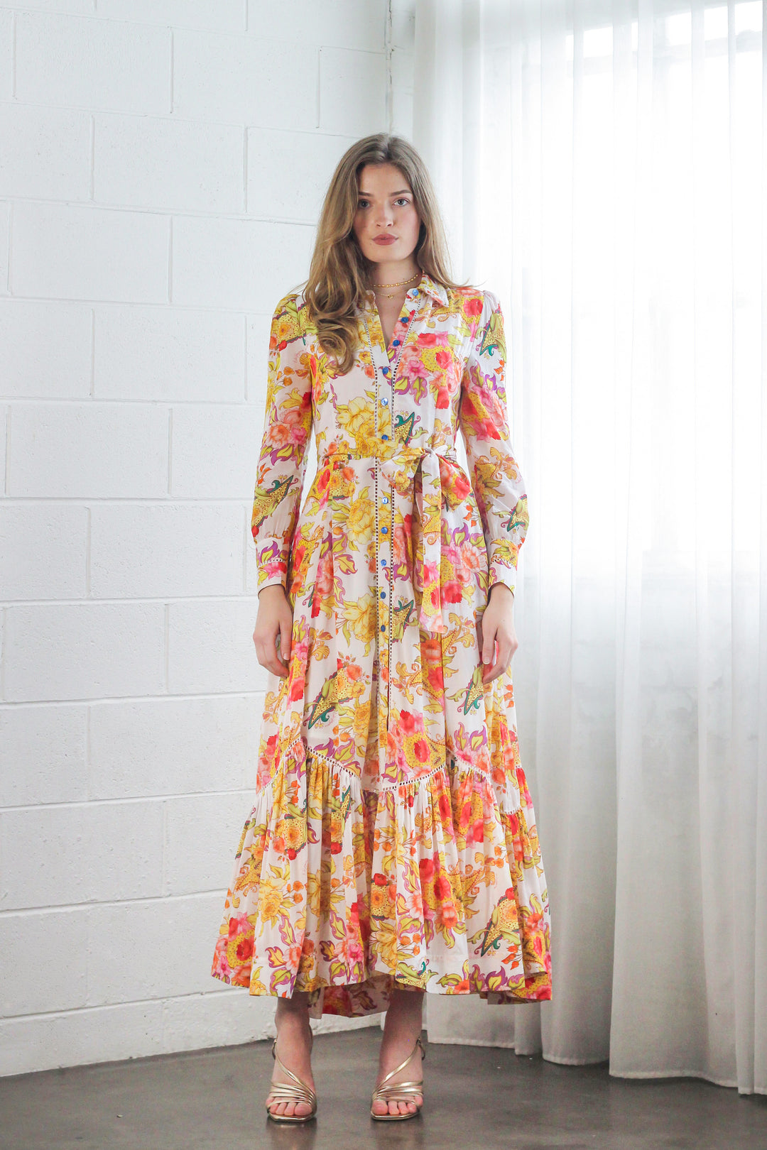 Trench Maxi Dress in Luminous Petal