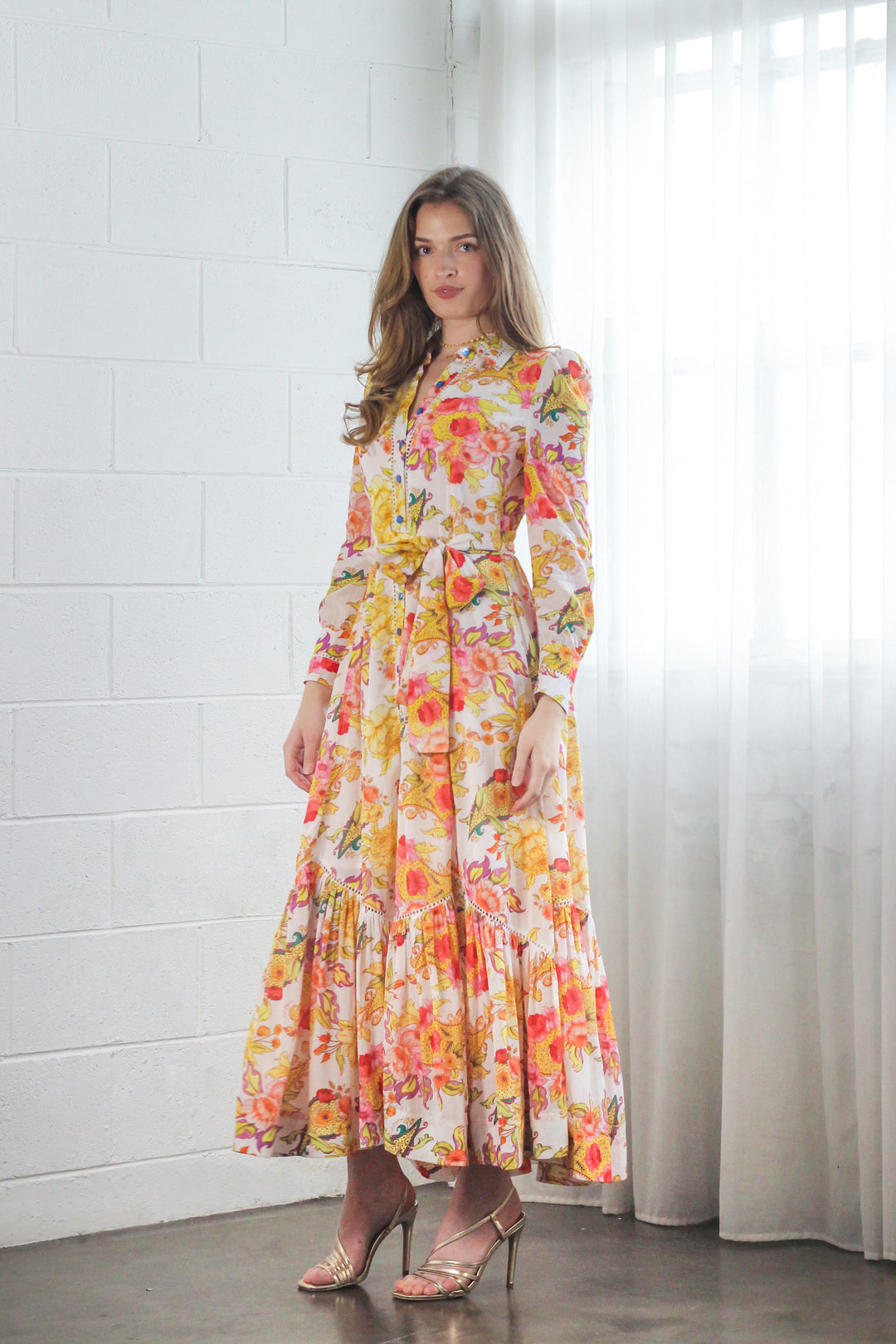 Trench Maxi Dress in Luminous Petal