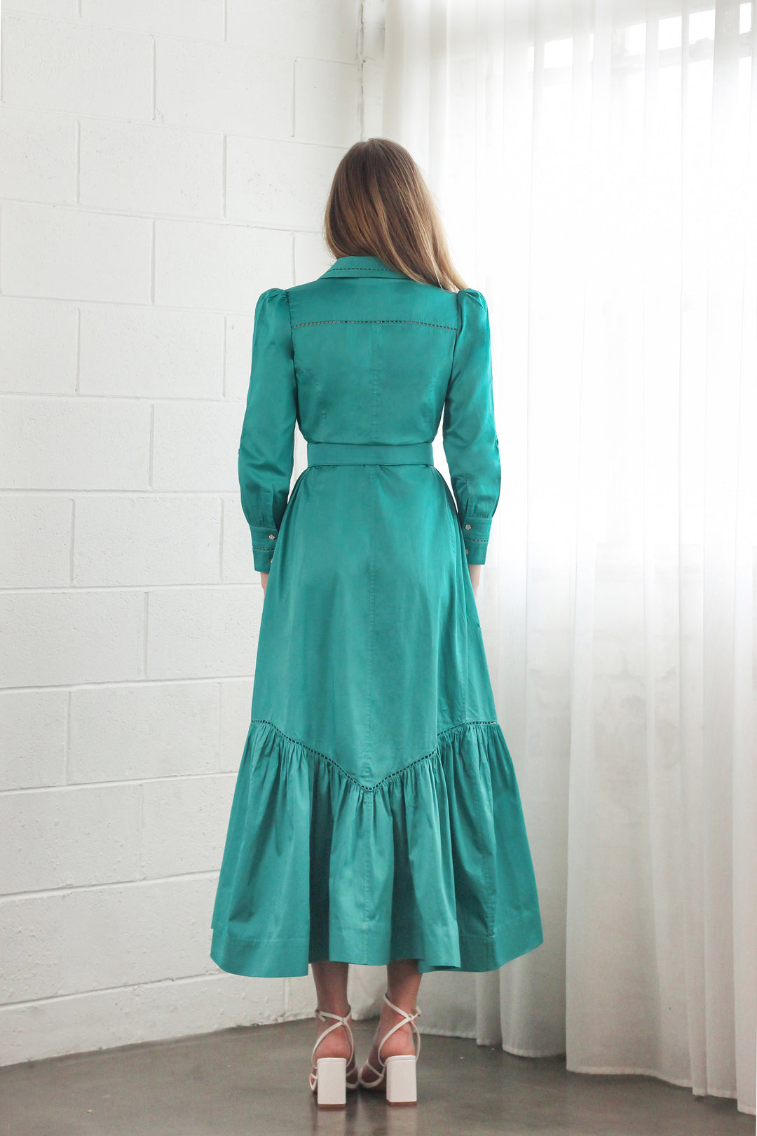 Trench Maxi Dress in Turquoise