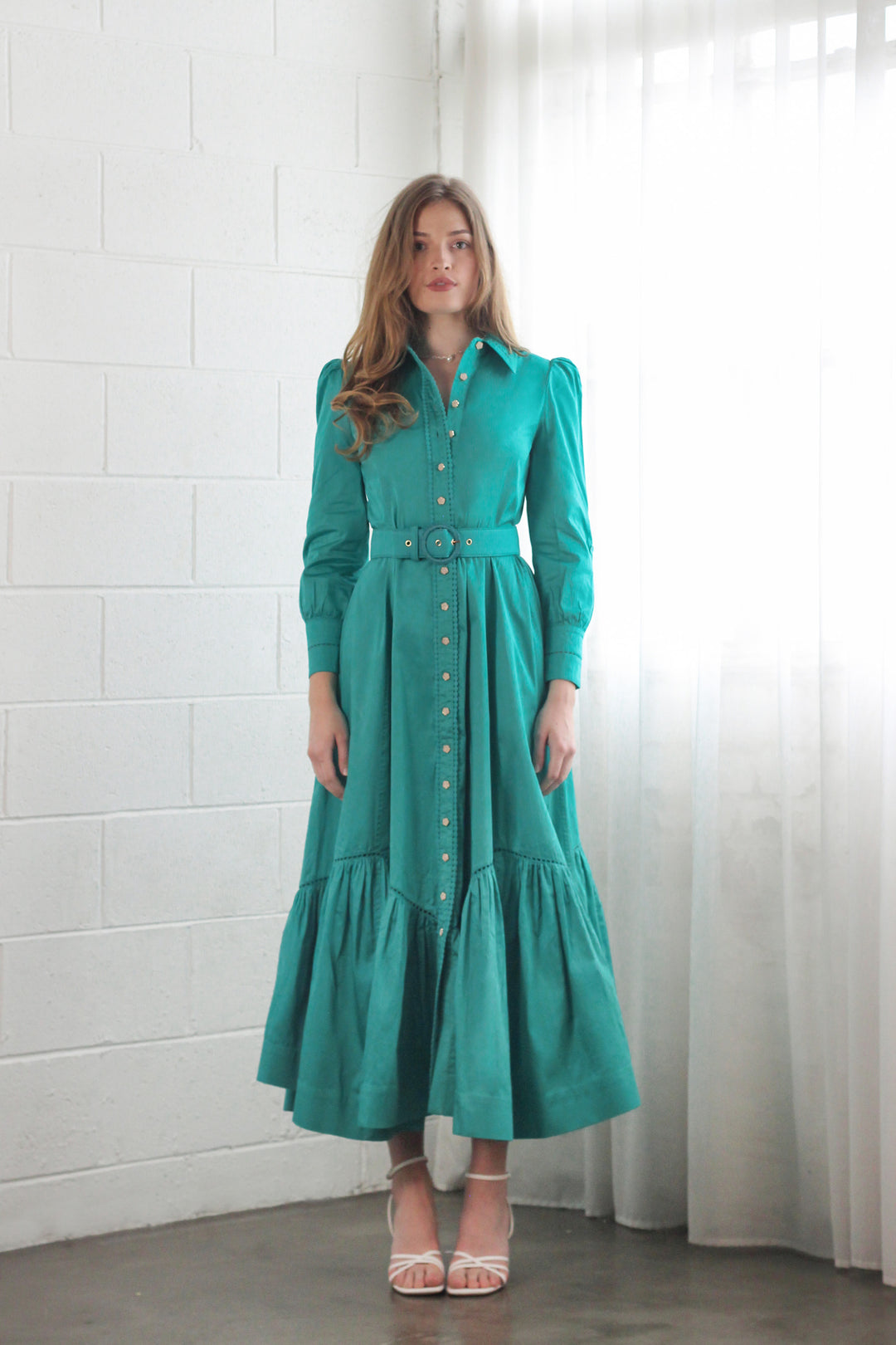 Trench Maxi Dress in Turquoise
