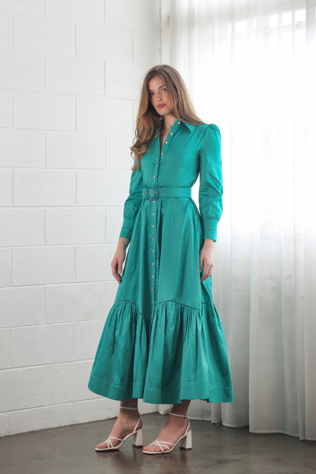 Trench Maxi Dress in Turquoise