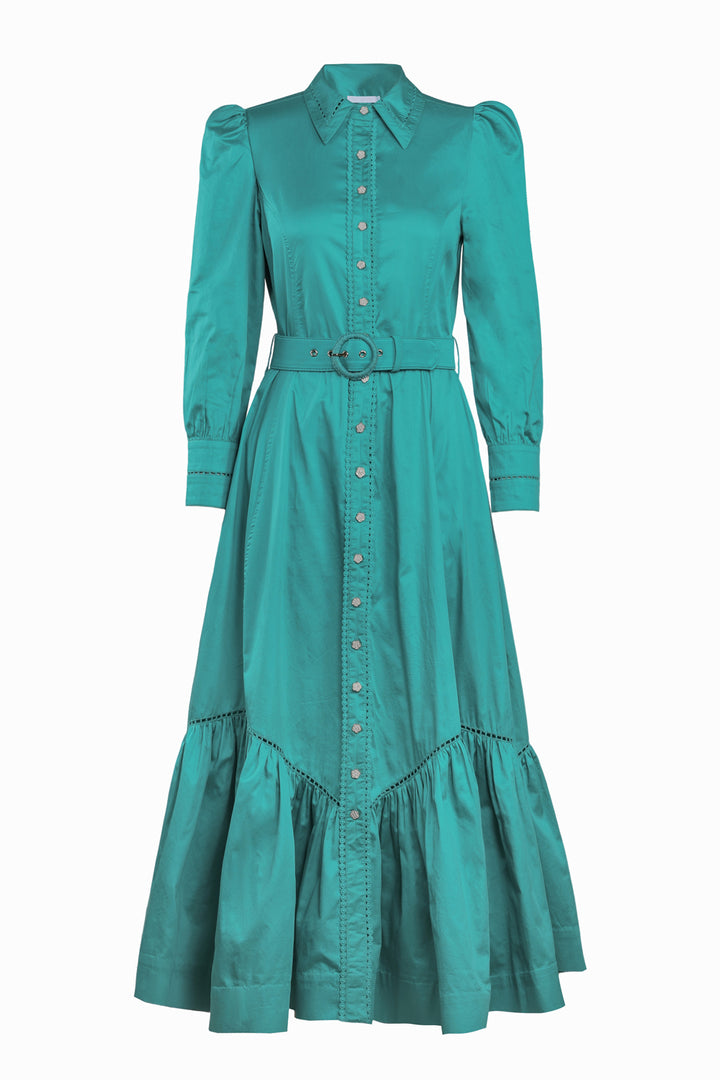 Trench Maxi Dress in Turquoise