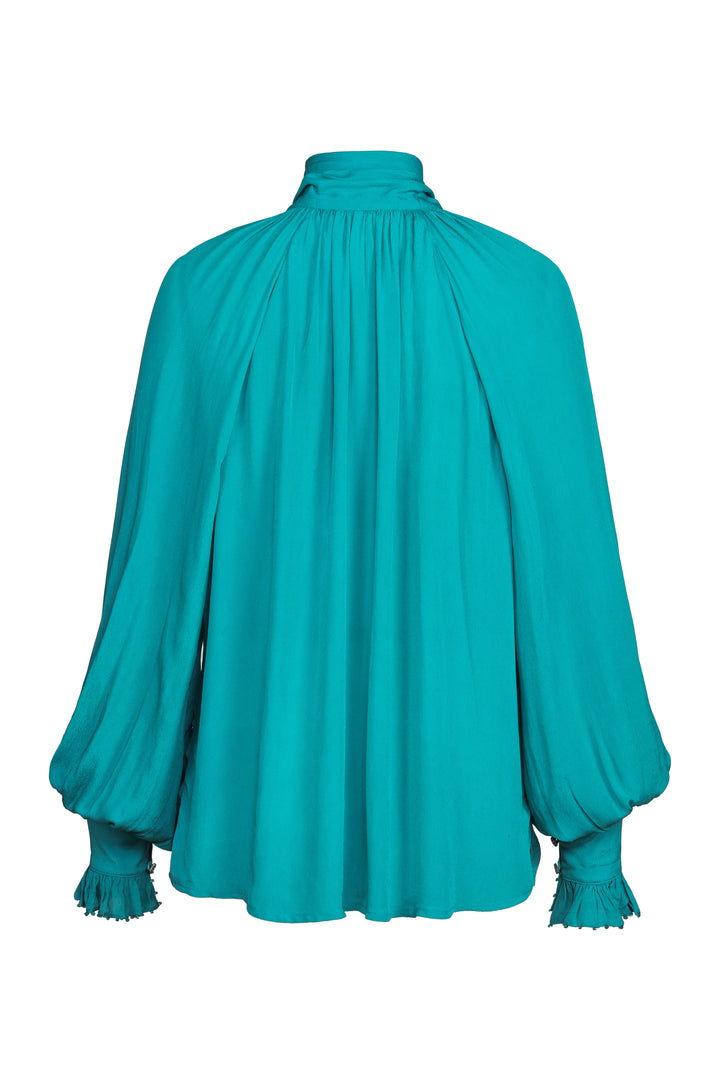 Sash Tie Blouse in Turquoise