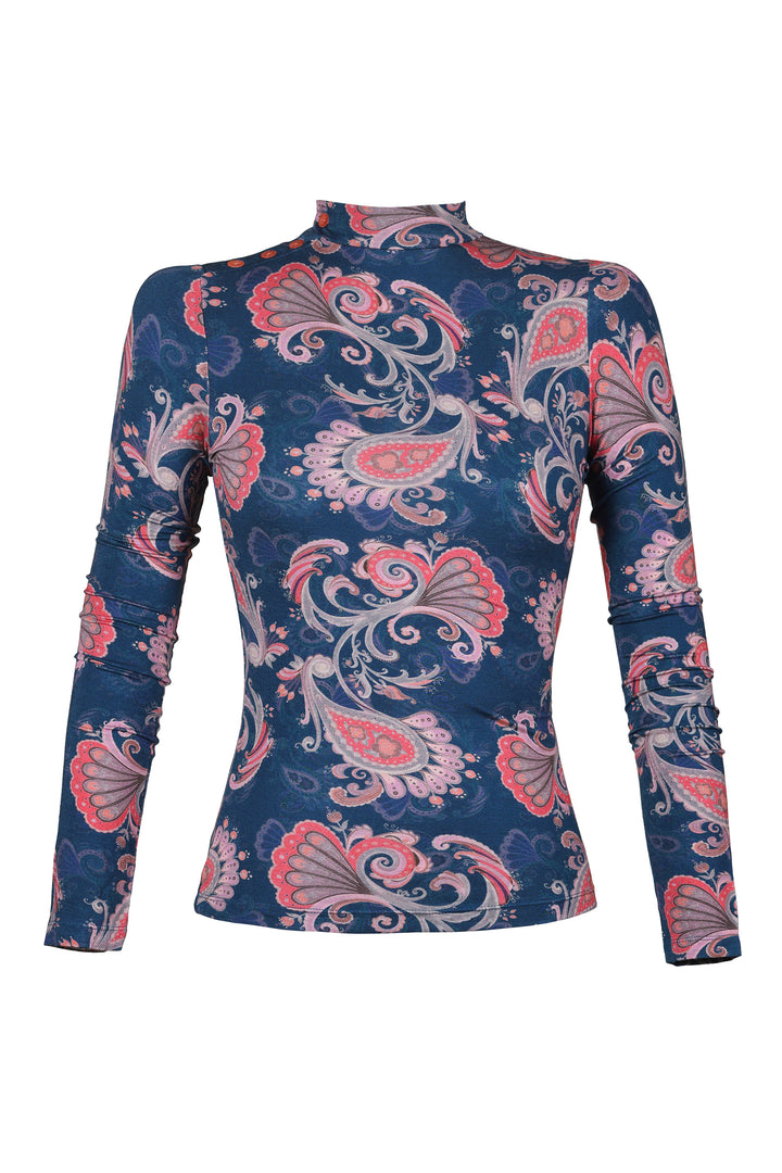 Turtleneck Long Sleeve Tee in Evening Flora
