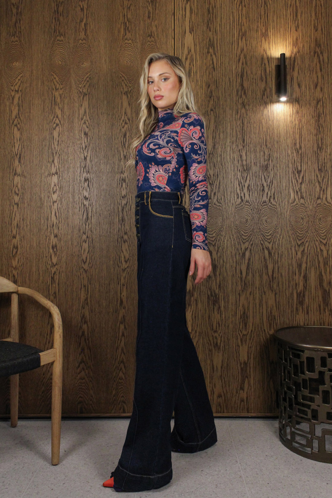 Turtleneck Long Sleeve Tee in Evening Flora