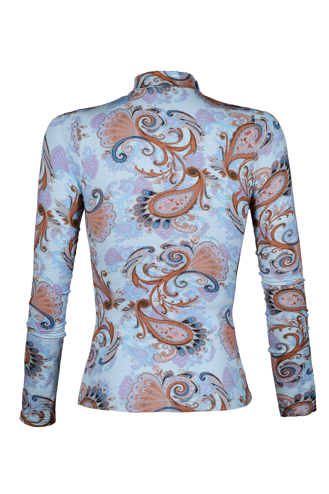Turtleneck Long Sleeve Tee in Sky Flora