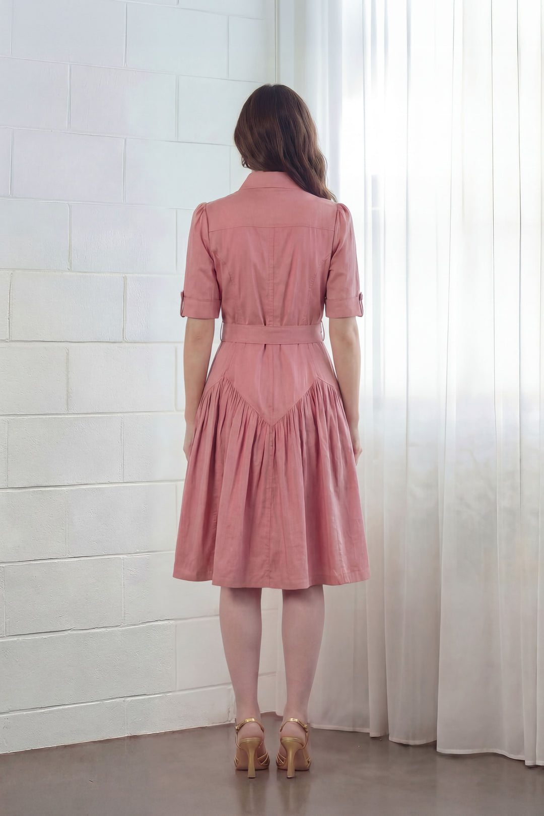 Utility Midi Dress in Dusk Pink