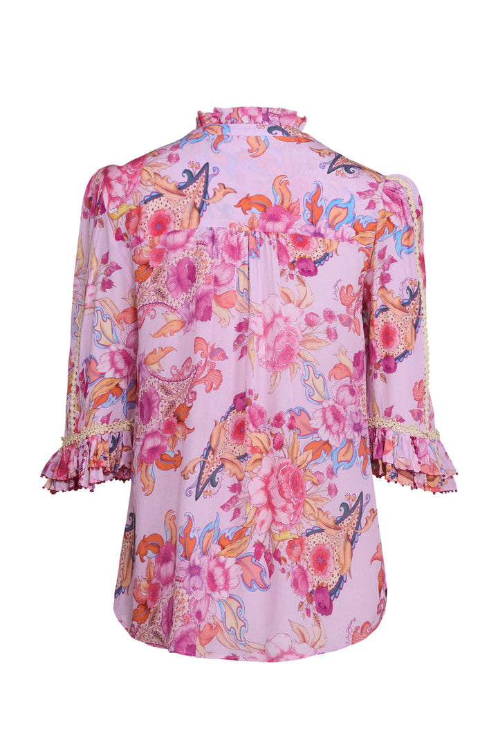 Beaded Sleeve Blouse in Violet Harmony