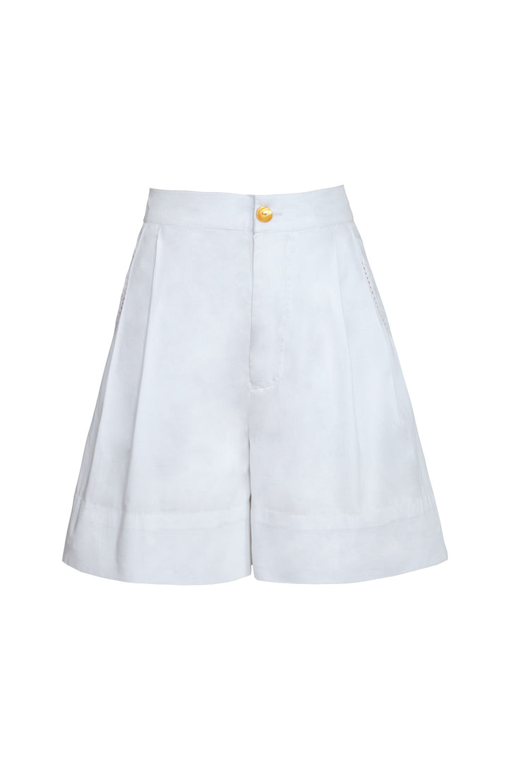 Pleated Short in White