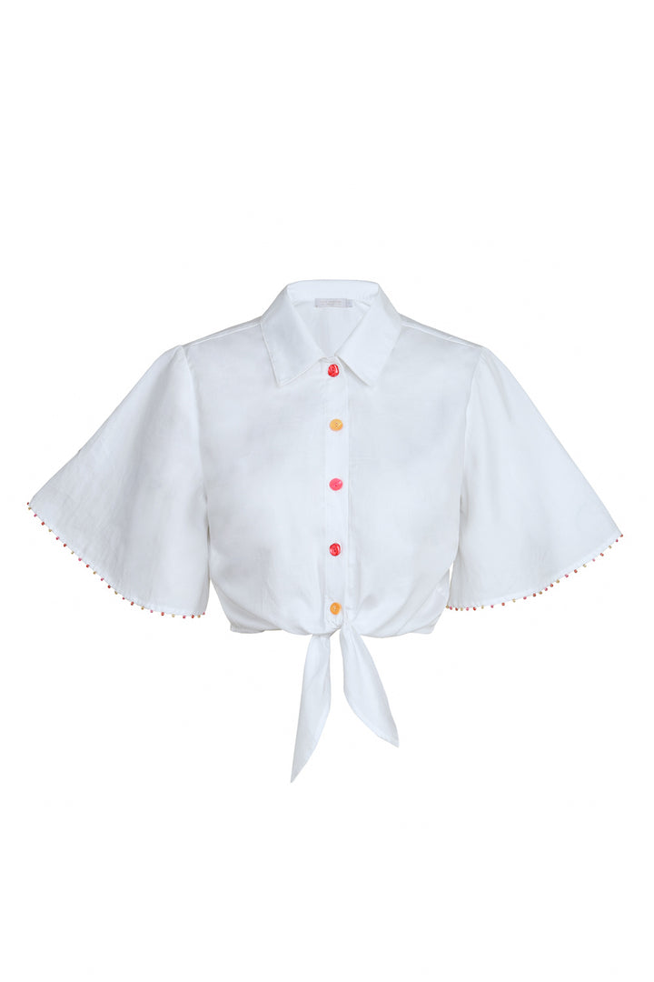 Tie Waist Blouse in White