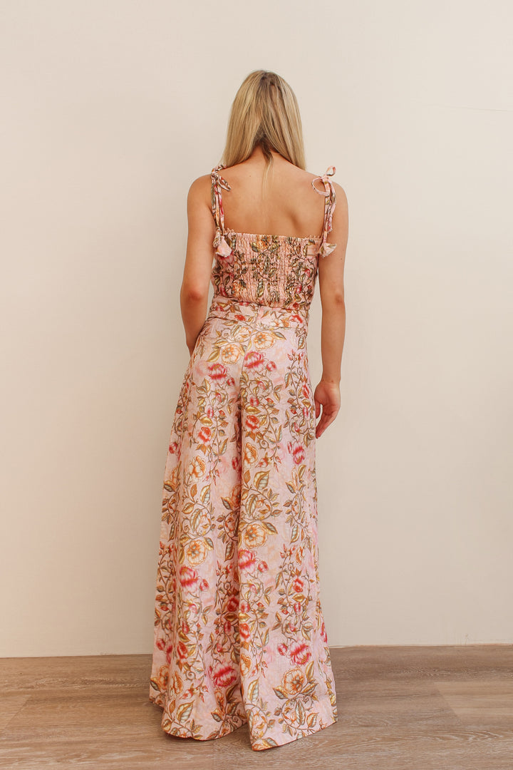 Wide Leg Bolero Pant in Blush Vine