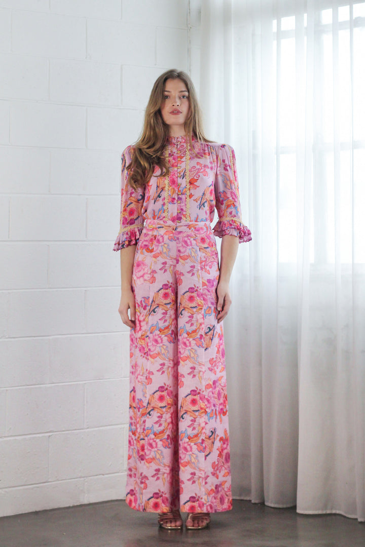 Wide Leg Bolero Pant in Violet Harmony