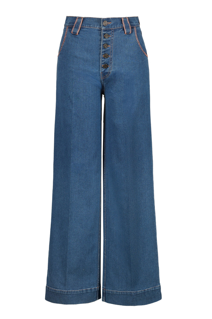 Wide Leg Jean in Mid Wash