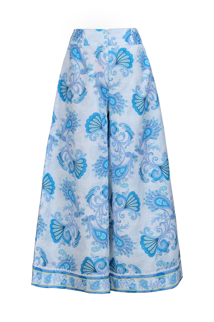 Wide Leg Palazzo Pant in Sky Florentine