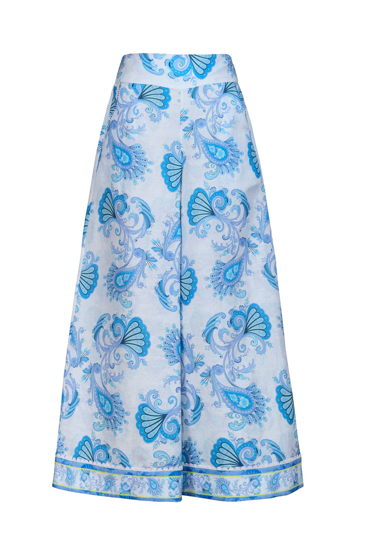 Wide Leg Palazzo Pant in Sky Florentine