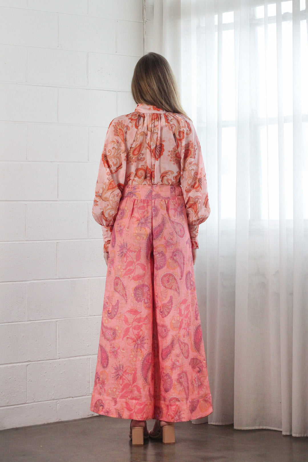 Wide Palazzo Pant in Rose Reverie