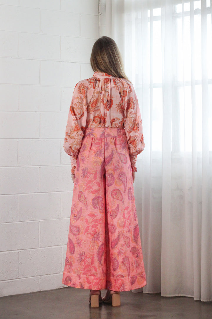 Wide Palazzo Pant in Rose Reverie