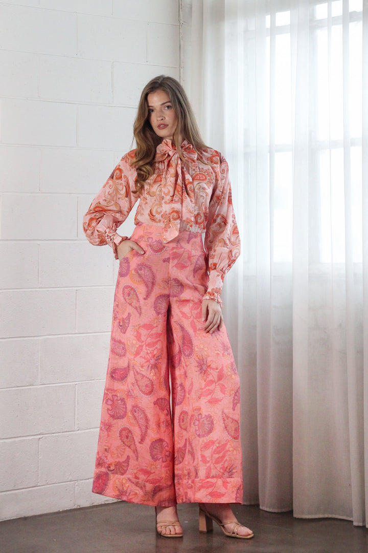 Wide Palazzo Pant in Rose Reverie