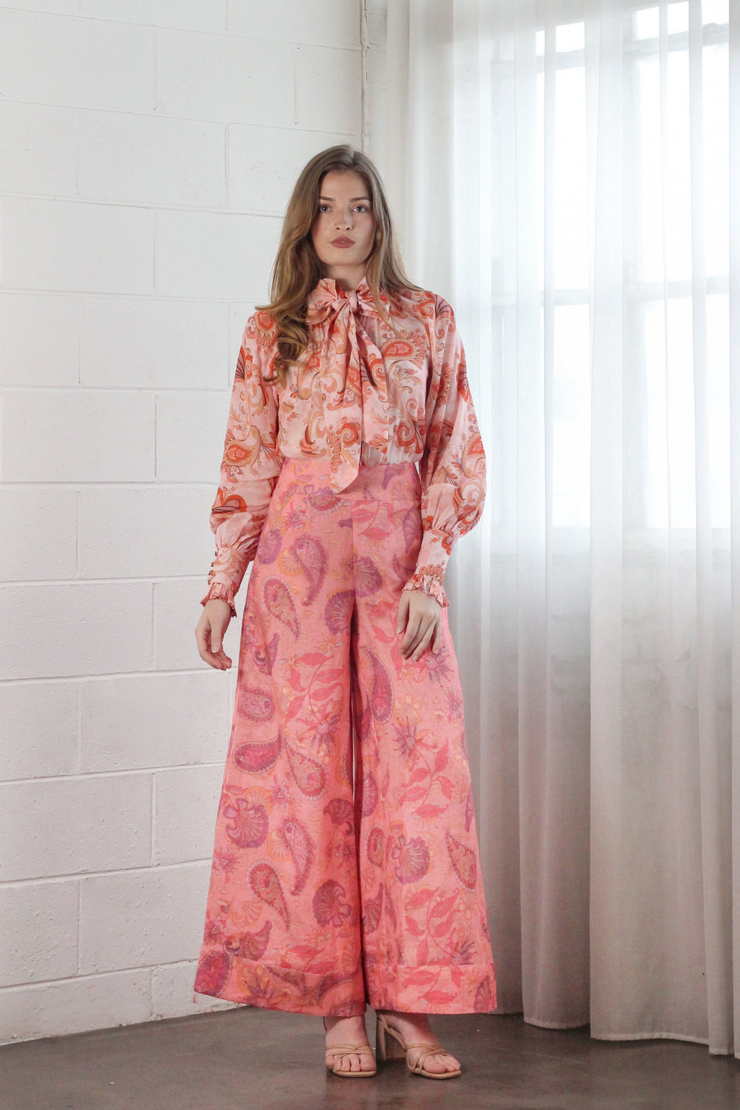 Wide Palazzo Pant in Rose Reverie