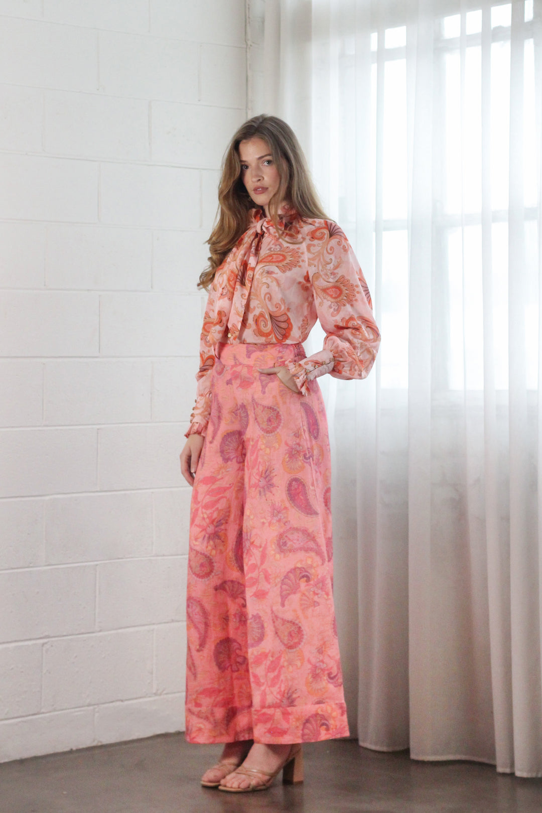Wide Palazzo Pant in Rose Reverie