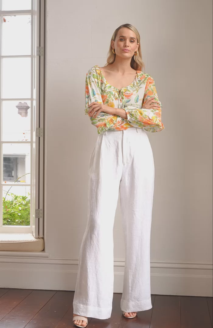 Pleated Trouser in Cream